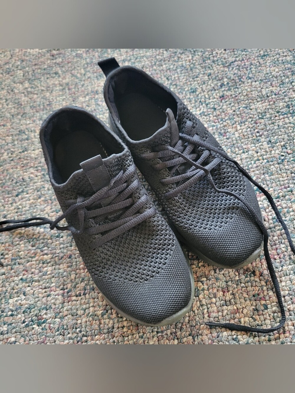🛑Men's Black Knit Lace-Up Sneakers